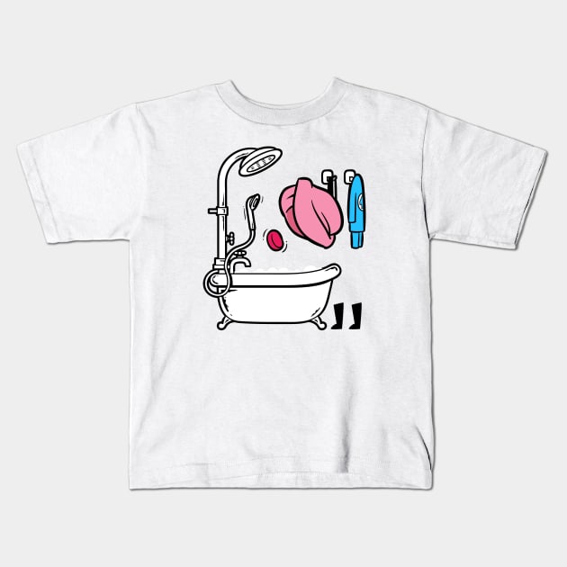 Bath and Shower Guess Who Kids T-Shirt by flyingmouse365